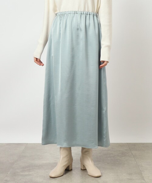 grove（グローブ）の「◆冬のあったかコーデに抜け感を！サテンマキシスカート（スカート・レディース・ライトブルー/ブラック系5/ダークブラウン・01/02/03/04/05）」の16枚目の写真