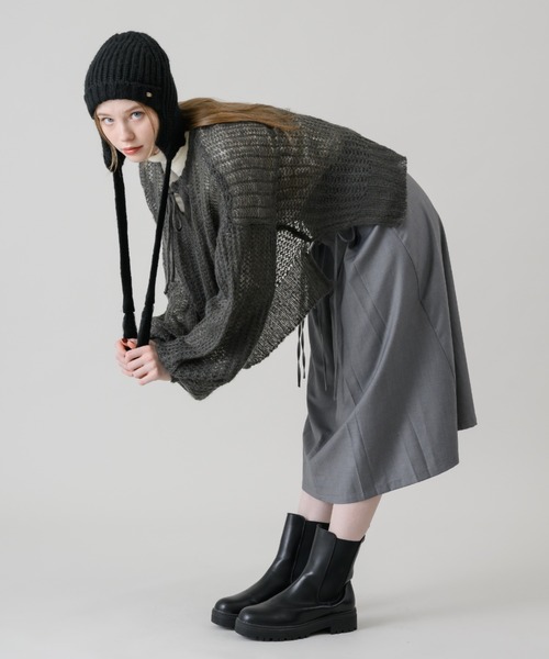 idem（イデム）の「mohair low gauge knit/モヘアメッシュニット（ニット/セーター・レディース・チャコールグレー/レッド/アイボリー/グレー・FREE）」の19枚目の写真