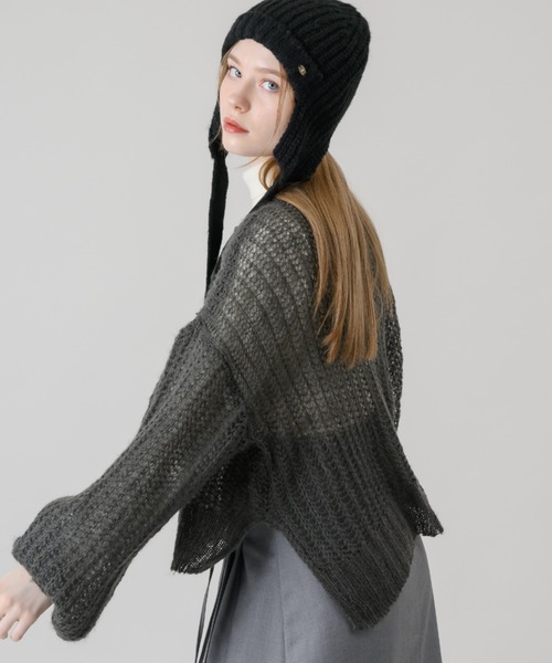 idem（イデム）の「mohair low gauge knit/モヘアメッシュニット（ニット/セーター・レディース・チャコールグレー/レッド/アイボリー/グレー・FREE）」の15枚目の写真