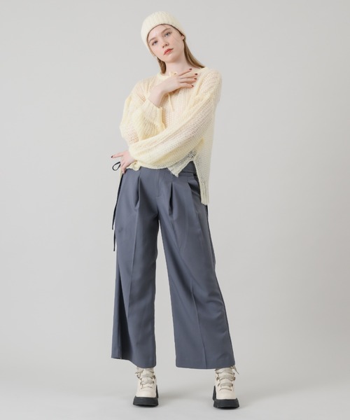 idem（イデム）の「mohair low gauge knit/モヘアメッシュニット（ニット/セーター・レディース・チャコールグレー/レッド/アイボリー/グレー・FREE）」の14枚目の写真