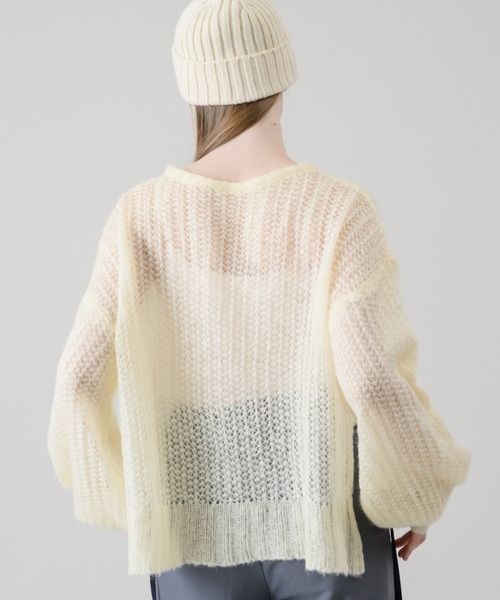 idem（イデム）の「mohair low gauge knit/モヘアメッシュニット（ニット/セーター・レディース・チャコールグレー/レッド/アイボリー/グレー・FREE）」の13枚目の写真