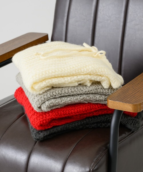 idem（イデム）の「mohair low gauge knit/モヘアメッシュニット（ニット/セーター・レディース・チャコールグレー/レッド/アイボリー/グレー・FREE）」の9枚目の写真