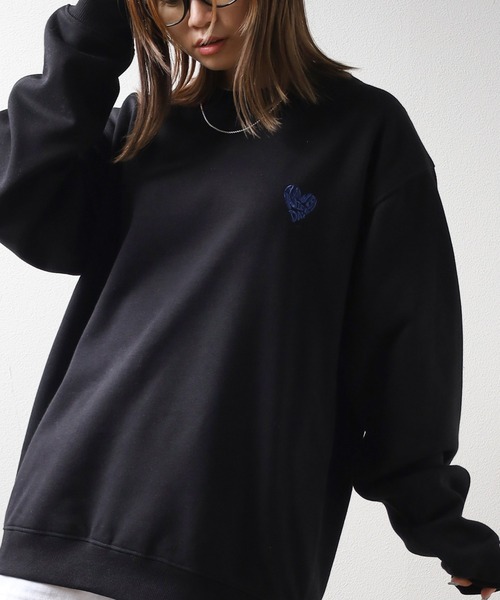 make a ray!（メイク ア レイ！）の「【0】ハートモチーフ ワンポイントロゴ刺繍 ＆ サガラ刺繍 ラフスウェット/ ビッグシルエット/ 裏起毛/ 大人こなれ感（スウェット・レディース・ダークブルー/アッシュグレー/ヘザーグレー/ネイビー/ブラック/ブラック系その他/トップグレー/ブルー/ブルー系その他/ライトグレー・M/L）」の11枚目の写真
