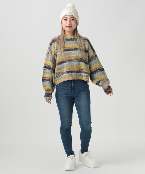 BAYFLOW（ベイフロー）の「【YOU are YOU】【スタッフ企画】ブークレボーダープルオーバー【SETUP対応】（ニット/セーター・レディース・ブルー/イエロー・FREE）」の4枚目の写真