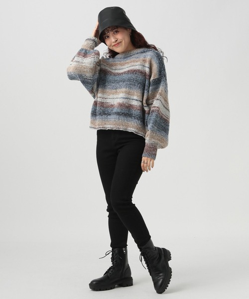 BAYFLOW（ベイフロー）の「【YOU are YOU】【スタッフ企画】ブークレボーダープルオーバー【SETUP対応】（ニット/セーター・レディース・ブルー/イエロー・FREE）」の9枚目の写真