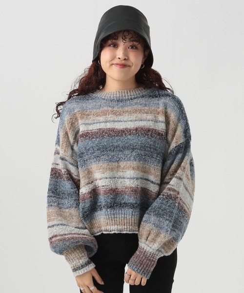 BAYFLOW（ベイフロー）の「【YOU are YOU】【スタッフ企画】ブークレボーダープルオーバー【SETUP対応】（ニット/セーター・レディース・ブルー/イエロー・FREE）」の12枚目の写真