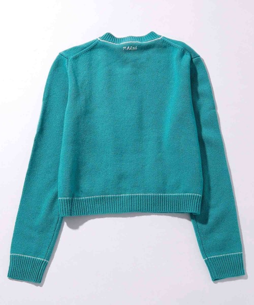 MARNI（マルニ）の「MARNI(マルニ)Kids & Junior カシミアブレンド長袖ニットカーディガン（カーディガン/ボレロ・キッズ・オフホワイト/ターコイズブルー・12Y/10Y/14Y）」の4枚目の写真