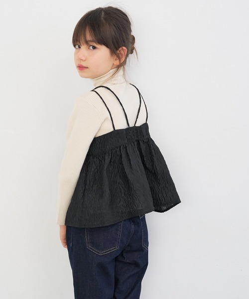 coca(coca)(コカ)の「キッズ 親子お揃いシースルーエンボスビスチェ(キャミソール・キッズ・アイボリー/ブラック・130/110/120/140)」の6枚目の写真