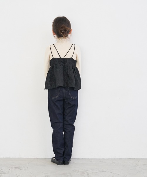 coca(coca)(コカ)の「キッズ 親子お揃いシースルーエンボスビスチェ(キャミソール・キッズ・アイボリー/ブラック・130/110/120/140)」の7枚目の写真