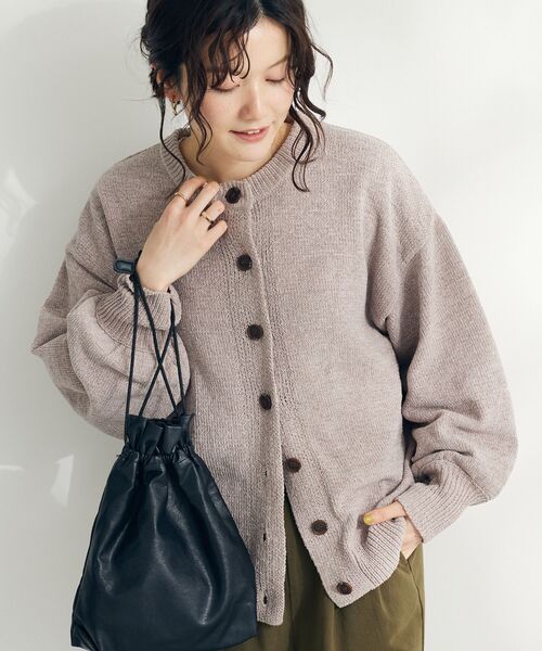 CRAFT STANDARD BOUTIQUE（クラフトスタンダードブティック）の「洗えるコードモールクルーネックカーデイガン（カーディガン/ボレロ・レディース・ブルー/ブラック/グレイッシュベージュ/ライトグリーン・FREE）」の14枚目の写真