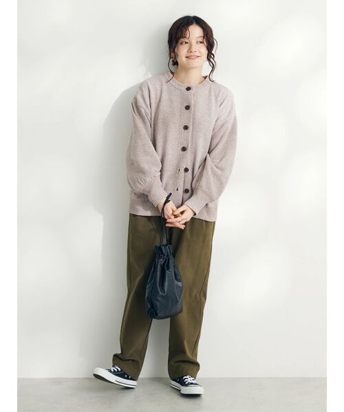 CRAFT STANDARD BOUTIQUE（クラフトスタンダードブティック）の「洗えるコードモールクルーネックカーデイガン（カーディガン/ボレロ・レディース・ブルー/ブラック/グレイッシュベージュ/ライトグリーン・FREE）」の9枚目の写真