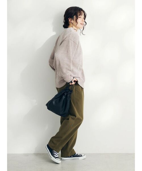 CRAFT STANDARD BOUTIQUE（クラフトスタンダードブティック）の「洗えるコードモールクルーネックカーデイガン（カーディガン/ボレロ・レディース・ブルー/ブラック/グレイッシュベージュ/ライトグリーン・FREE）」の7枚目の写真