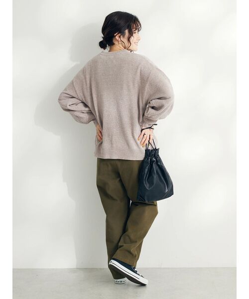 CRAFT STANDARD BOUTIQUE（クラフトスタンダードブティック）の「洗えるコードモールクルーネックカーデイガン（カーディガン/ボレロ・レディース・ブルー/ブラック/グレイッシュベージュ/ライトグリーン・FREE）」の6枚目の写真