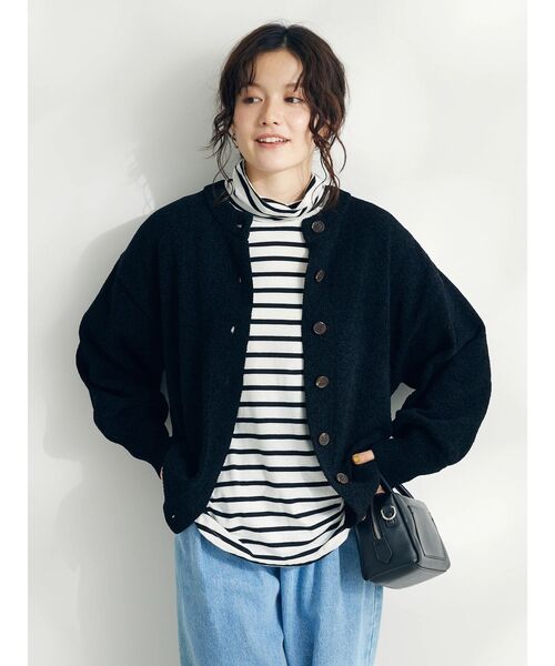 CRAFT STANDARD BOUTIQUE（クラフトスタンダードブティック）の「洗えるコードモールクルーネックカーデイガン（カーディガン/ボレロ・レディース・ブルー/ブラック/グレイッシュベージュ/ライトグリーン・FREE）」の15枚目の写真