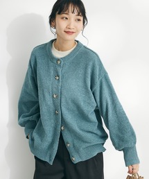 洗えるコードモールクルーネックカーデイガン