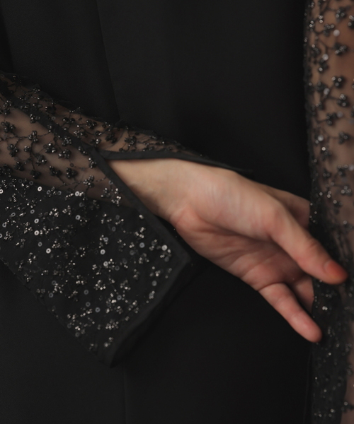 スローブイエナ habiスパンコールレーススリーブドレス 36 スローブイエナ habi スパンコールレーススリーブドレス☆サイズ36