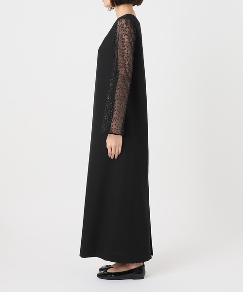 スローブイエナ habiスパンコールレーススリーブドレス 36 SLOBE IENA（スローブイエナ）の「habiスパンコールレース