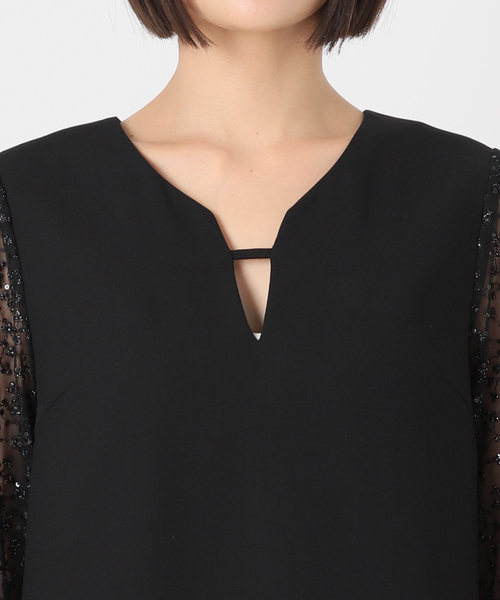 スローブイエナ habiスパンコールレーススリーブドレス 36 スローブイエナ habi スパンコールレーススリーブドレス☆サイズ36