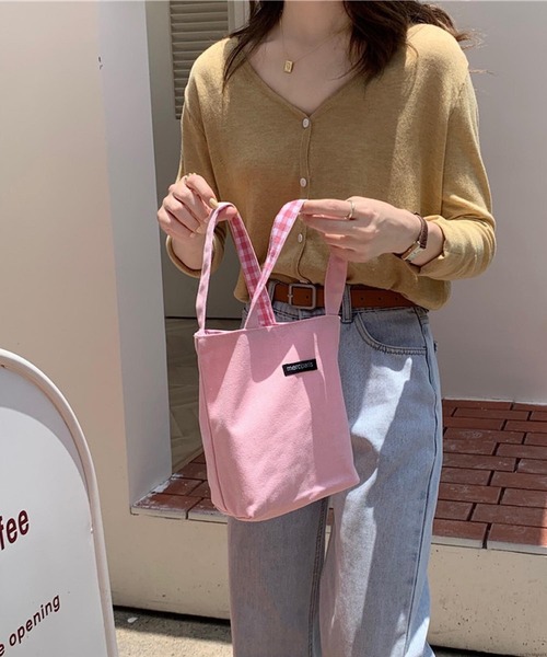 TONE SELECT GOODS（トーンセレクトグッズ）の「Liaa/ギンガムチェックミニトート A18207（トートバッグ・レディース・ベージュ/ブラック/グリーン/ピンク/イエロー/ブルー・FREE）」の15枚目の写真