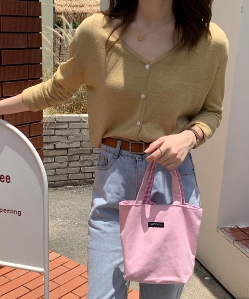 TONE SELECT GOODS（トーンセレクトグッズ）の「Liaa/ギンガムチェックミニトート A18207（トートバッグ・レディース・ベージュ/ブラック/グリーン/ピンク/イエロー/ブルー・FREE）」の16枚目の写真