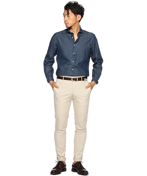 BEAMS F(ビームスエフ)の「◎BEAMS F / ITALY製シャンブレー(シャツ/ブラウス・メンズ・ライトブルー/インディゴブルー・X-SMALL/LARGE/SMALL/MEDIUM)」の8枚目の写真