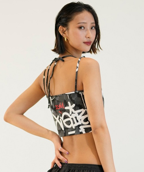 X-girl（エックスガール）の「PUMA/プーマ プーマ エックスガール エーオーピー クロップド キャミソール レディース 624722（タンクトップ・レディース・ブラック×ホワイト/オレンジ系その他・S/L/M）」の5枚目の写真