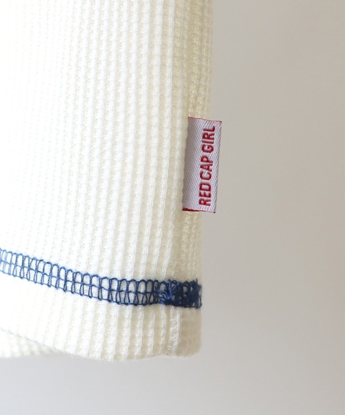 Red Cap Girl(レッドキャプガール)の「【RED CAP GIRL】アウトステッチ / ワンポイント胸刺繍 ビッグシルエットワッフルロンT(Tシャツ/カットソー・メンズ・ブラック/ブラック系その他/ホワイト系その他/ブルー系その他/ブルー/アイボリー・L/M)」の22枚目の写真