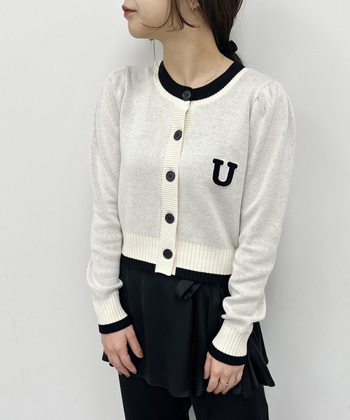 U by SPICK&SPAN（ユーバイスピックアンドスパン）の「配色ラインカーデ（カーディガン/ボレロ・レディース・ネイビー/アイボリー・FREE）」の3枚目の写真