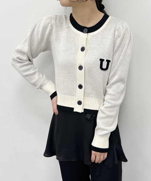 U by SPICK&SPAN（ユーバイスピックアンドスパン）の「配色ラインカーデ（カーディガン/ボレロ・レディース・ネイビー/アイボリー・FREE）」の4枚目の写真