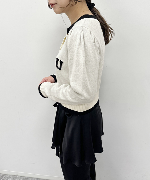 U by SPICK&SPAN（ユーバイスピックアンドスパン）の「配色ラインカーデ（カーディガン/ボレロ・レディース・ネイビー/アイボリー・FREE）」の5枚目の写真