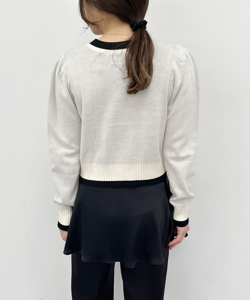 U by SPICK&SPAN（ユーバイスピックアンドスパン）の「配色ラインカーデ（カーディガン/ボレロ・レディース・ネイビー/アイボリー・FREE）」の6枚目の写真