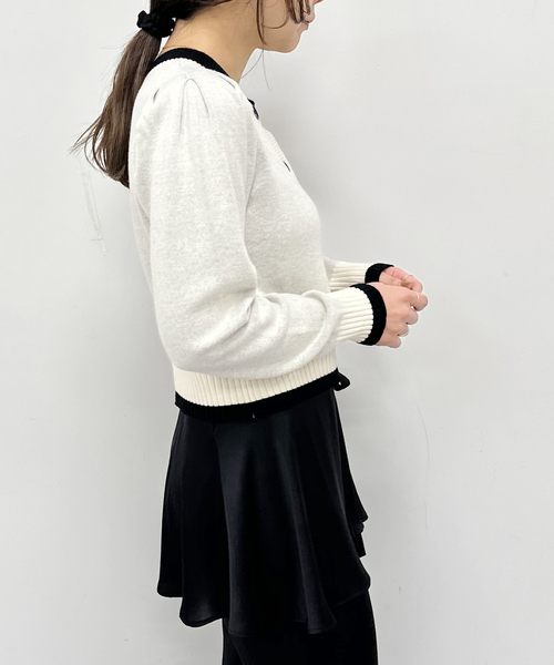 U by SPICK&SPAN（ユーバイスピックアンドスパン）の「配色ラインカーデ（カーディガン/ボレロ・レディース・ネイビー/アイボリー・FREE）」の7枚目の写真