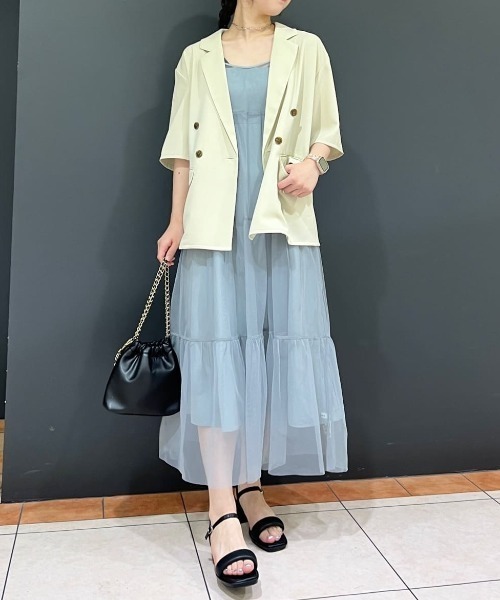 archives（アルシーヴ）の「2ピースチュールティアードキャミ（ワンピース・レディース・ブラック/ブルーグレー/アイボリー・MEDIUM）」の3枚目の写真