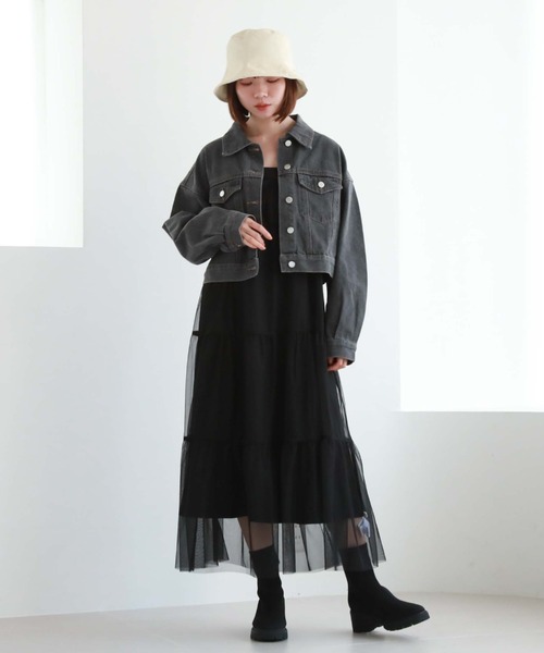 archives（アルシーヴ）の「2ピースチュールティアードキャミ（ワンピース・レディース・ブラック/ブルーグレー/アイボリー・MEDIUM）」の9枚目の写真