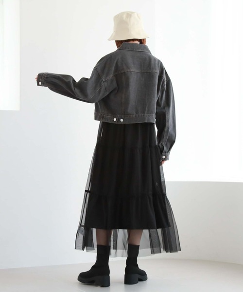 archives（アルシーヴ）の「2ピースチュールティアードキャミ（ワンピース・レディース・ブラック/ブルーグレー/アイボリー・MEDIUM）」の10枚目の写真