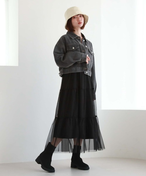 archives（アルシーヴ）の「2ピースチュールティアードキャミ（ワンピース・レディース・ブラック/ブルーグレー/アイボリー・MEDIUM）」の5枚目の写真