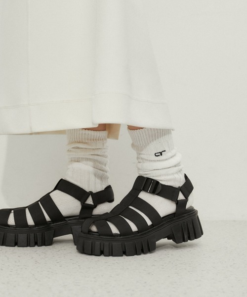 ADAM ET ROPE'（アダムエロペ）の「ＡＲロゴリブソックス（ソックス/靴下・レディース・ホワイト/グレー/サックスブルー・FREE）」の2枚目の写真