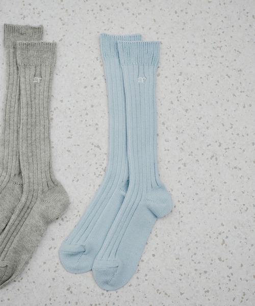 ADAM ET ROPE'（アダムエロペ）の「ＡＲロゴリブソックス（ソックス/靴下・レディース・ホワイト/グレー/サックスブルー・FREE）」の3枚目の写真