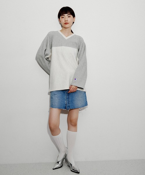 ADAM ET ROPE'（アダムエロペ）の「ＡＲロゴリブソックス（ソックス/靴下・レディース・ホワイト/グレー/サックスブルー・FREE）」の4枚目の写真