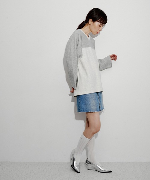 ADAM ET ROPE'（アダムエロペ）の「ＡＲロゴリブソックス（ソックス/靴下・レディース・ホワイト/グレー/サックスブルー・FREE）」の5枚目の写真