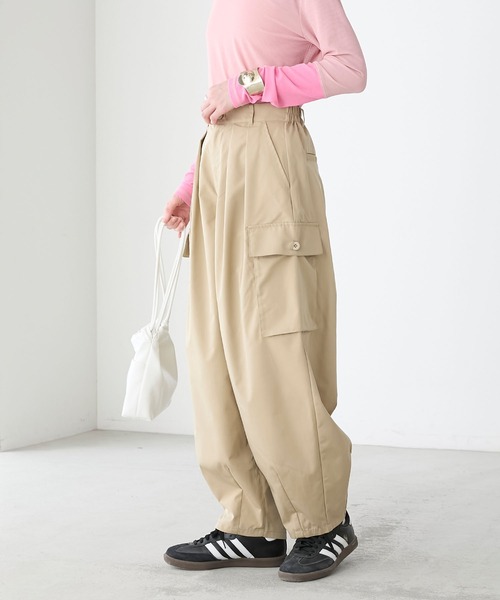 BONLECILL(ボンルシール)の「シャカシャカサーカスカーゴパンツ(カーゴパンツ・レディース・カーキ/ブラック/アイボリー/ベージュ・L/M)」の6枚目の写真