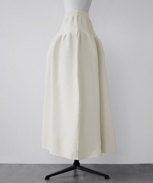 500Autumnstyling/ 新品未使用 コクーンスカート　白 セール】ハイウエストロングニットコクーンスカート（スカート