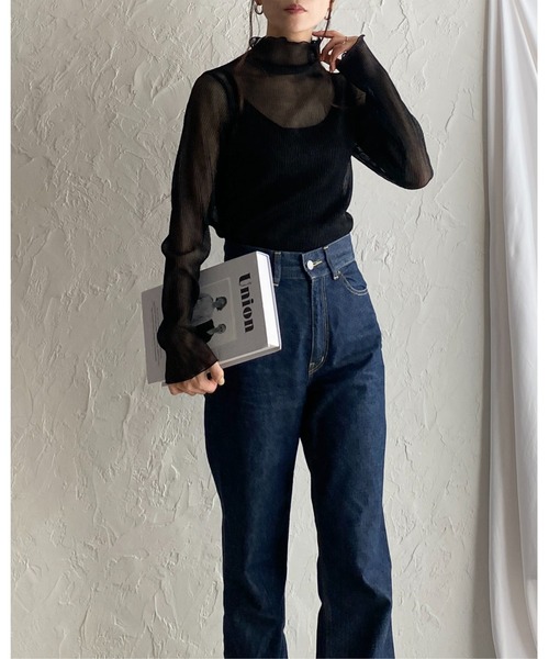 She's Closet(シーズクローゼット)の「ハイネックメロウフリルプリーツ長袖グリッターラメシアートップス(Tシャツ/カットソー・レディース・シルバー×ブルー/ブラック/ベージュ・FREE)」の11枚目の写真