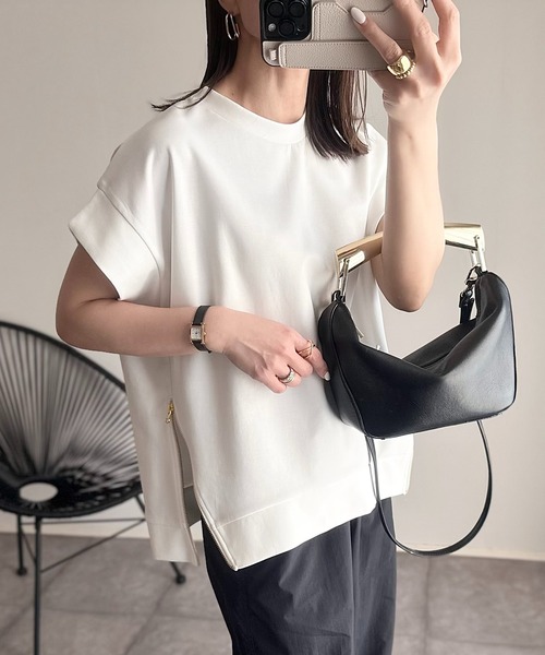 新品！タグ付き Emma Taylor サイドZIPクルーネックプルオーバー 優待価格[Emma Taylor]機能素材サイドジップクルーネックプル