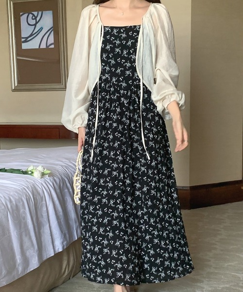 LAFFMO（ラフモ）の「シフォンボレロ＆フラワーロングワンピース（ワンピース・レディース・ホワイト/ブラック・F）」の2枚目の写真