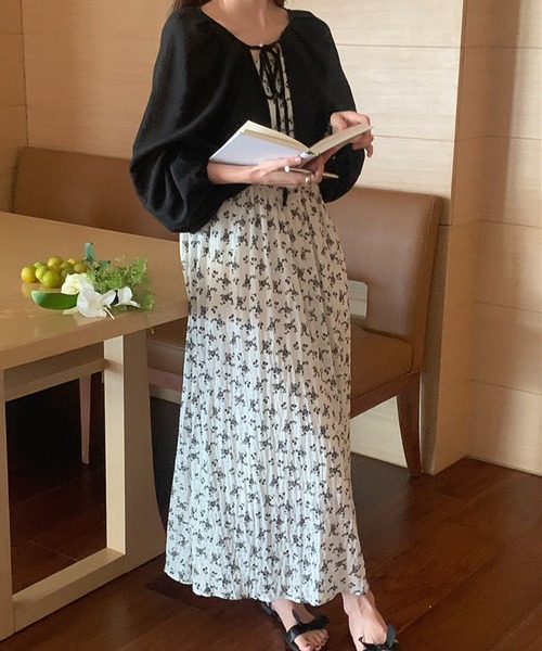 LAFFMO（ラフモ）の「シフォンボレロ＆フラワーロングワンピース（ワンピース・レディース・ホワイト/ブラック・F）」の7枚目の写真