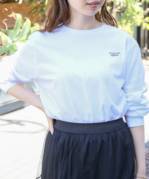 U.S. POLO ASSN.(ユーエスポロアッスン)の「【U.S. POLO ASSN.】Classical Flag long sleeve Tee / クラシカルフラッグ ワンポイント刺繍 ロンTシャツ(Tシャツ/カットソー・レディース・ホワイト/ネイビー/ブラック・L/M/S/XL)」の13枚目の写真