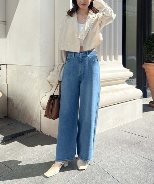 one after another NICE CLAUP(ワンアフターアナザーナイスクラップ)の「【セットアップ対応】袖リボンショートジャケット(テーラードジャケット・レディース・グレー/サックスブルー/アイボリー・FREE)」の12枚目の写真