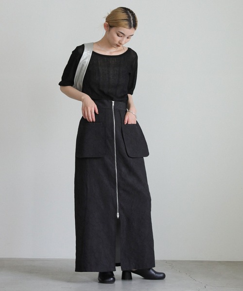 select MOCA(セレクトモカ)の「フロントジップジャガードスカート(スカート・レディース・ブラック/アイボリー・LARGE/MEDIUM)」の13枚目の写真