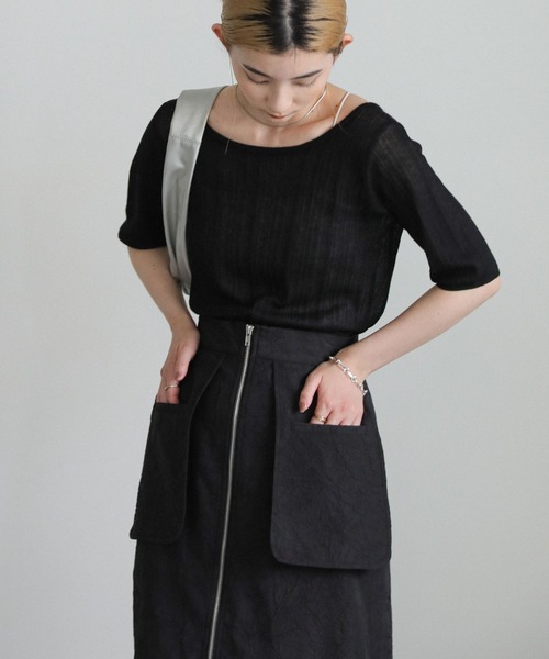 select MOCA(セレクトモカ)の「フロントジップジャガードスカート(スカート・レディース・ブラック/アイボリー・LARGE/MEDIUM)」の6枚目の写真
